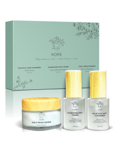 Kore Set de Cuidado de Piel Vegano - 3 Piezas con Limpiador, Tónico y Hidratante