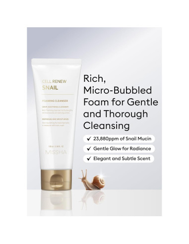 Limpiador Espumoso Facial MISSHA Caracol 100 ml - Hidratante