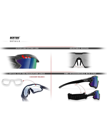 Gafas de Sol Bertoni Quasar Polarizadas Fotoquímicas para Ciclismo