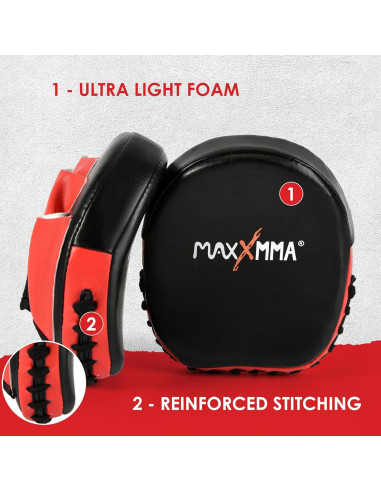 Mitones de Golpeo MaxxMMA Micro PU - Adulto - Negro/Rojo