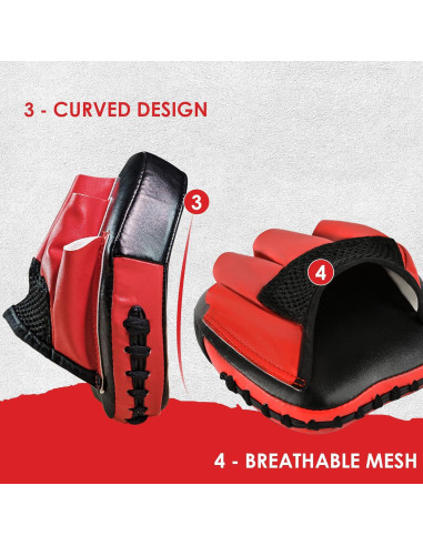 Mitones de Golpeo MaxxMMA Micro PU - Adulto - Negro/Rojo