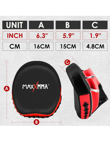 Mitones de Golpeo MaxxMMA Micro PU - Adulto - Negro/Rojo