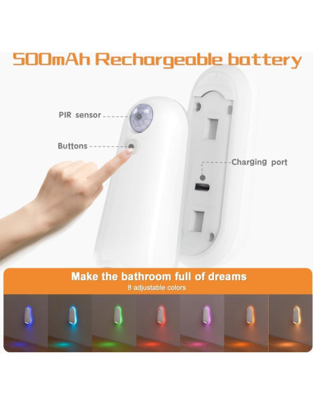 Luz de Inodoro LED BLE con Sensor de Movimiento - Paquete de 2