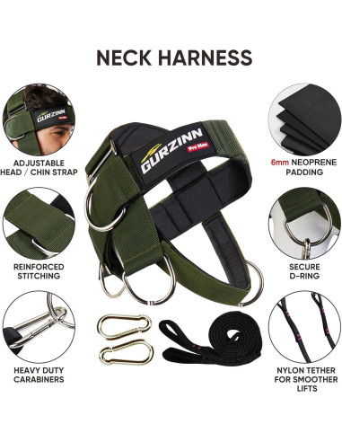 Arnés para Cuello GurZinn - Ajustable 100cm Neopreno Verde