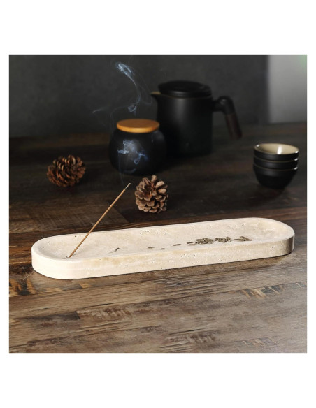 Soporte de Incienso Koville de Travertino Beige 30.48 cm