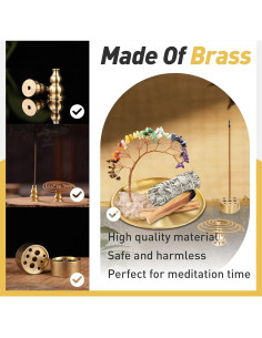 Soporte de Incienso 6 en 1 Iffitya - Latón y Cristales 14 cm 2