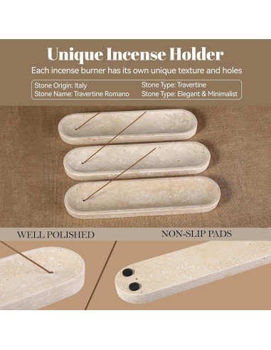 Soporte de Incienso Koville de Travertino Beige 30.48 cm