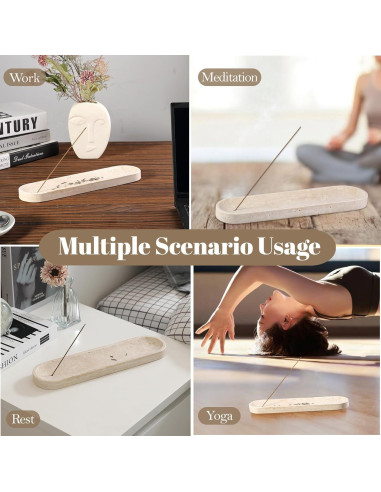 Soporte de Incienso Koville de Travertino Beige 30.48 cm