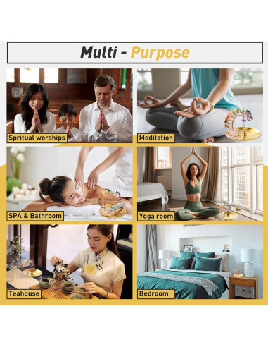 Soporte de Incienso 6 en 1 Iffitya - Latón y Cristales 14 cm