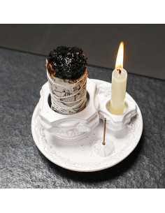 Soporte de Incienso Cerámica 4-en-1 QSKISS Blanco 2