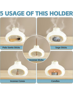 Quemador de Incienso Cerámica Esmorah 5 en 1 para Meditación 2