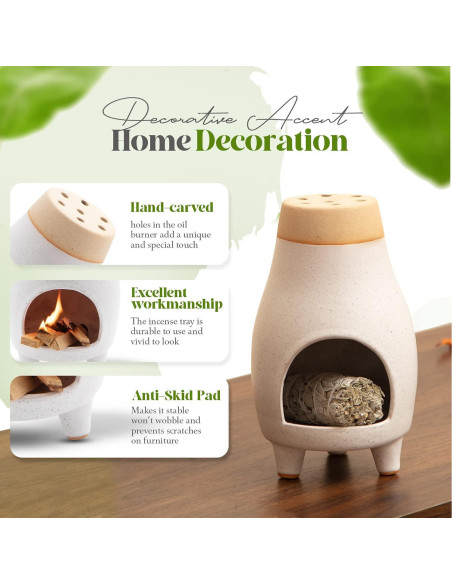 Soporte de Incienso Palo Santo Sage ALAIYE Cerámica 20x12 cm