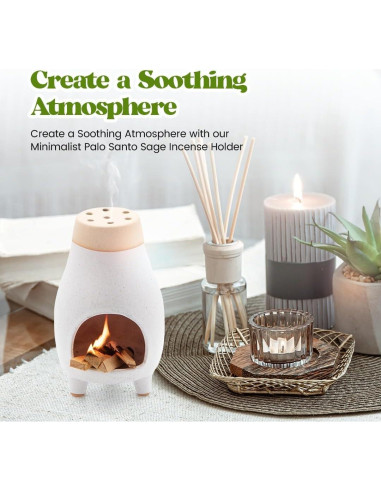 Soporte de Incienso Palo Santo Sage ALAIYE Cerámica 20x12 cm
