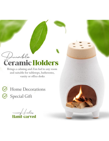 Soporte de Incienso Palo Santo Sage ALAIYE Cerámica 20x12 cm