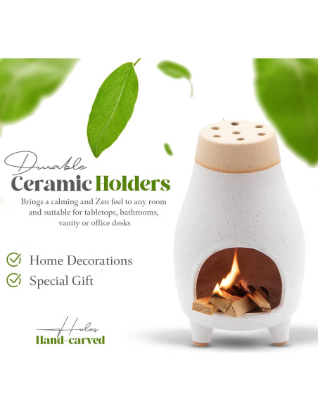 Soporte de Incienso Palo Santo Sage ALAIYE Cerámica 20x12 cm