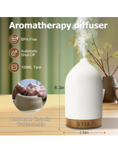 Difusor de Aceite Esencial Vasysvi 100ml Cerámica Blanco 2