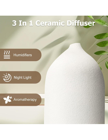 Difusor de Aceite Esencial Vasysvi 100ml Cerámica Blanco