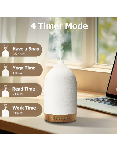 Difusor de Aceite Esencial Vasysvi 100ml Cerámica Blanco