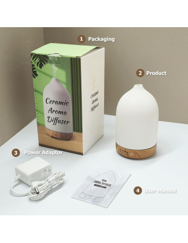 Difusor de Aceite Esencial Vasysvi 100ml Cerámica Blanco