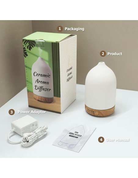 Difusor de Aceite Esencial Vasysvi 100ml Cerámica Blanco