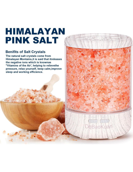 Difusor de Aceite Esencial DqBaoKuan 120ml 3 en 1 con Lámpara de Sal