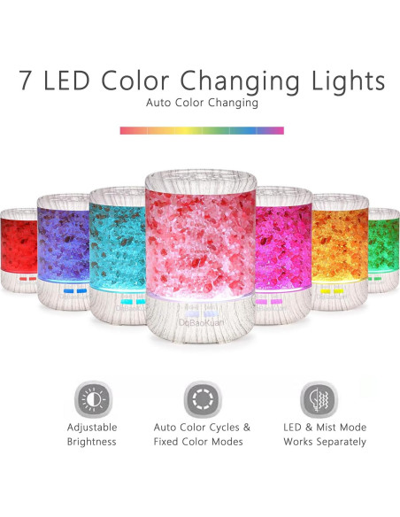 Difusor de Aceite Esencial DqBaoKuan 120ml 3 en 1 con Lámpara de Sal