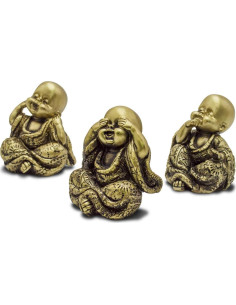 Juego de 3 Estatuas de Buda Doradas 7.62 cm Decoración Zen 2