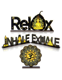 4 Piezas Estatua de Buda Decorativa de Madera Zen 24x9cm