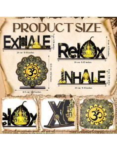 4 Piezas Estatua de Buda Decorativa de Madera Zen 24x9cm 2