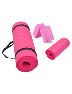 Alfombrilla de Yoga Fitvids Rosa Extra Gruesa 1.27 cm con Almohadilla
