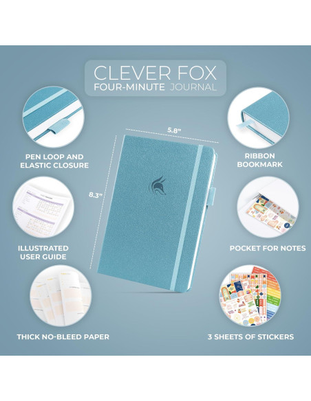 Diario de Positividad Clever Fox A5 Aguamarina - 4 Minutos