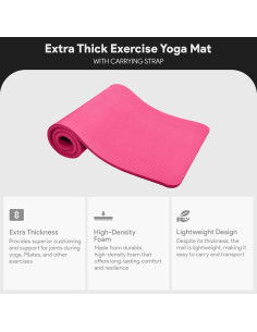 Alfombrilla de Yoga BalanceFrom GoCloud 180x61 cm Rosa Antideslizante 2