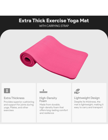 Alfombrilla de Yoga BalanceFrom GoCloud 180x61 cm Rosa Antideslizante