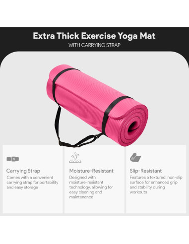 Alfombrilla de Yoga BalanceFrom GoCloud 180x61 cm Rosa Antideslizante