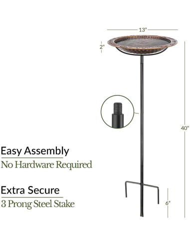 Baño de Aves de Cobre Puro Good Directions 102 cm Bronce