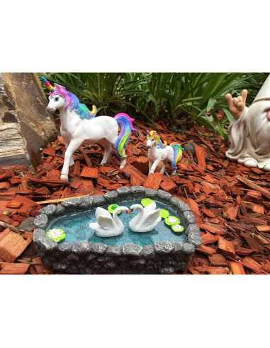 Lago de Cisnes en Miniatura GlitZGlam para Jardín de Hadas