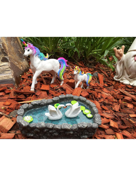 Lago de Cisnes en Miniatura GlitZGlam para Jardín de Hadas