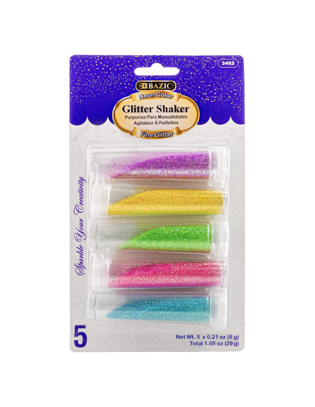 BAZIC Brillo Agitador Neón 30g para Manualidades y Arte