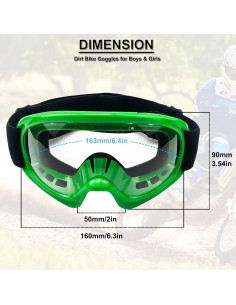 Gafas de Motocross para Niños YIMOPART Verde Ajustables 2
