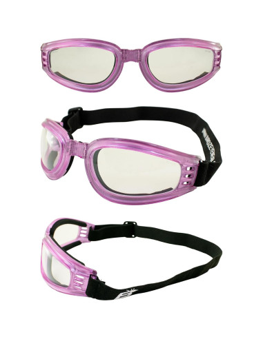 Gafas de Moto Birdz Eyewear Cardinal Plegables Rosa Translucido