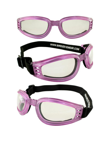 Gafas de Moto Birdz Eyewear Cardinal Plegables Rosa Translucido