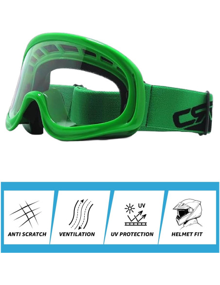 Gafas de Motociclismo CRG Sports Lente Transparente Verde