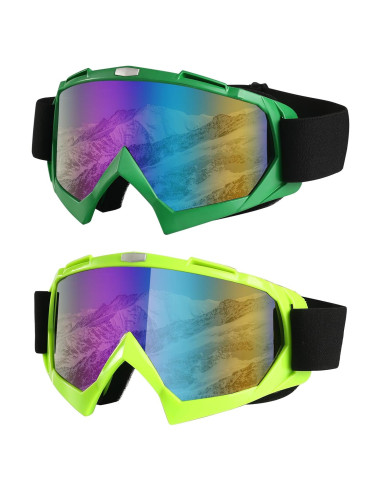 Gafas de Esquí Anti-Vaho UV400 - Paquete de 2 Unisex Verde Amarillo
