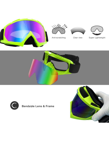 Gafas de Esquí Anti-Vaho UV400 - Paquete de 2 Unisex Verde Amarillo