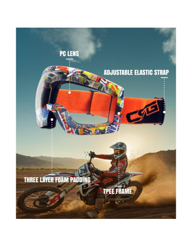 Gafas de Motociclismo CRG Sports ATV Lente Transparente UV