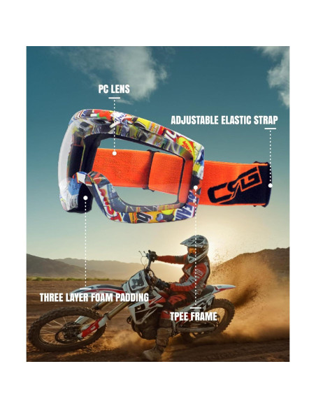 Gafas de Motociclismo CRG Sports ATV Lente Transparente UV