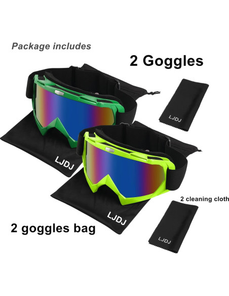 Gafas de Esquí Anti-Vaho UV400 - Paquete de 2 Unisex Verde Amarillo