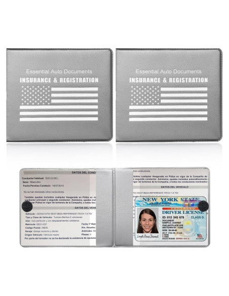 Soporte de Registro de Automóvil Ziciner 2Pack PVC Gris/Bandera