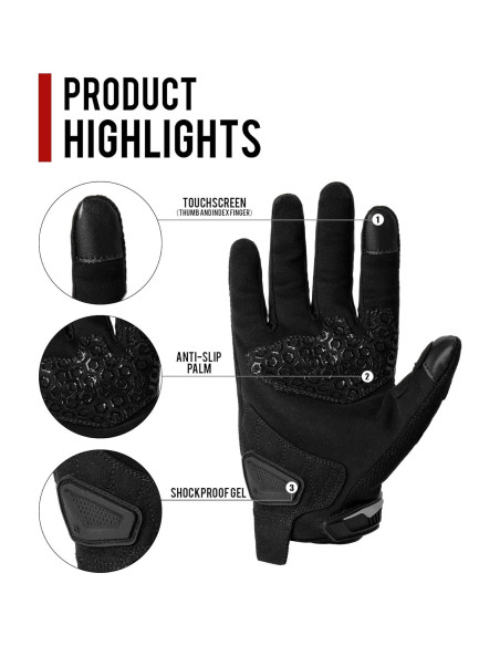 Guantes de Motocicleta RIDEIRON MG7006 Dorado Mediano Transpirables