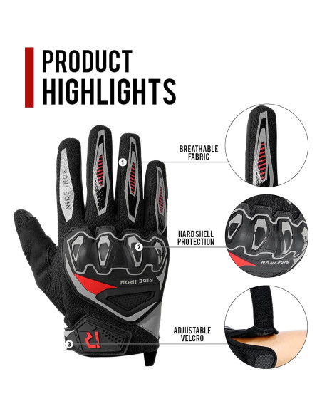 Guantes de Motocicleta RIDEIRON MG7006 Dorado Mediano Transpirables